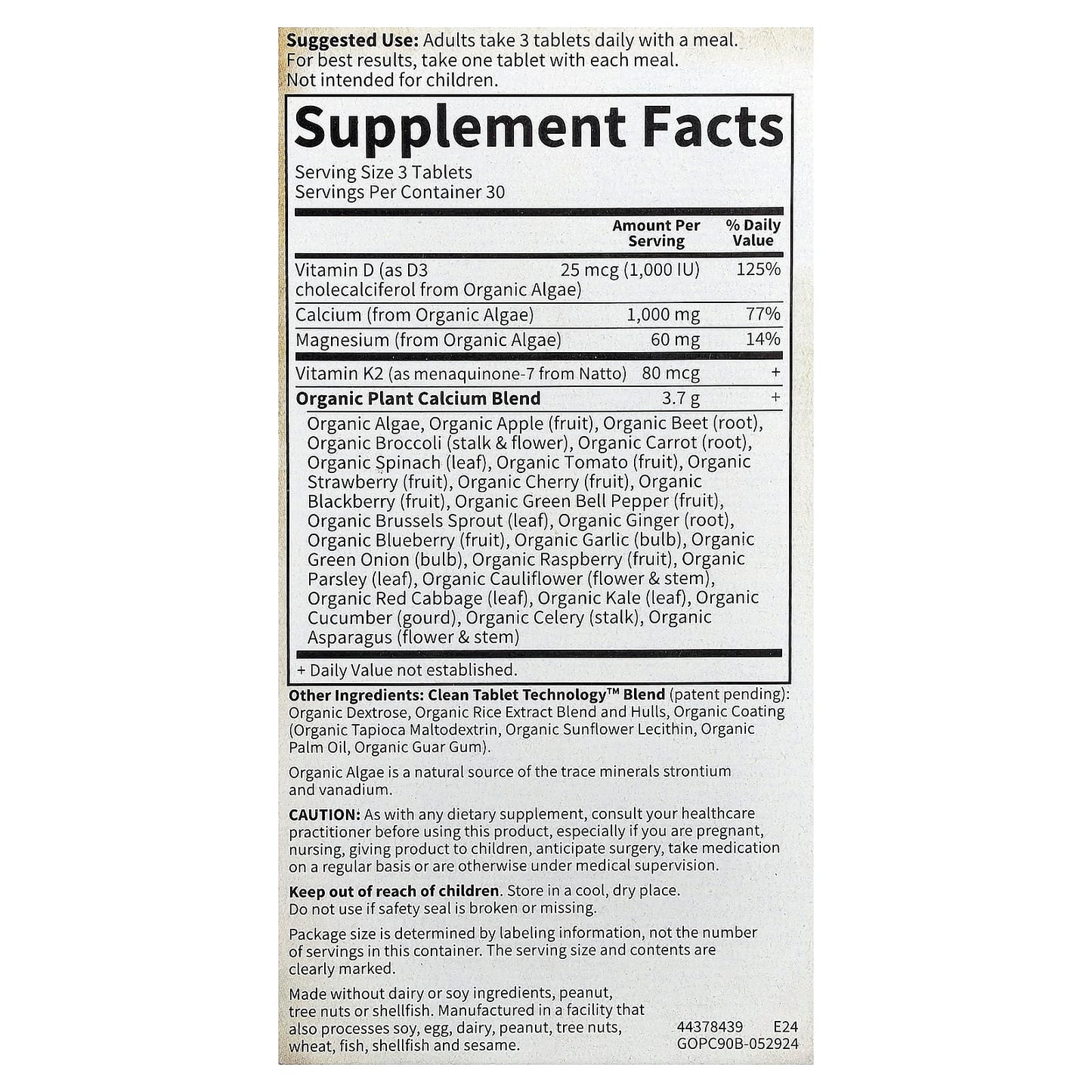 Garden of Life Organic Plant Calcium, Vegan D3 & K2, 90 Tablets - Image 2