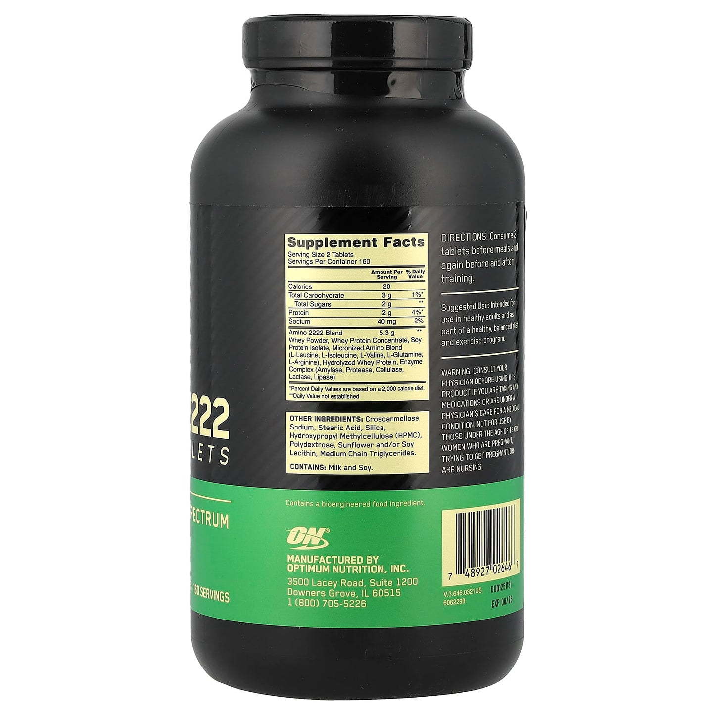 Optimum Nutrition, Superior Amino 2222, 320 Tablets - Image 2