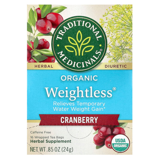 Traditional Medicinals, Organic Weightless®, Cranberry, Caffeine Free, 16 Wrapped Tea Bags, 0.85 oz (24 g) - Image 1