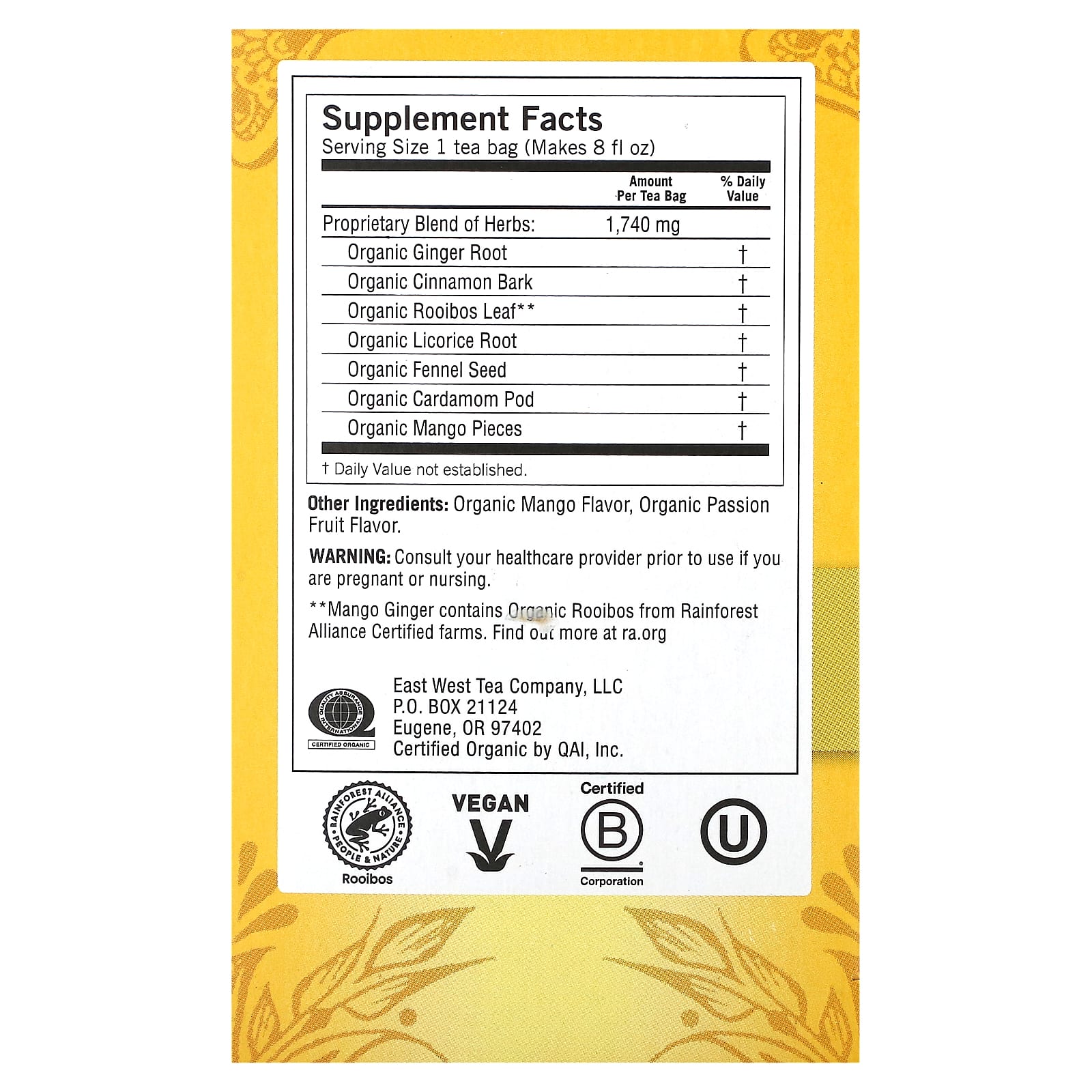 Yogi Tea, Mango Ginger, Caffeine Free, 16 Tea Bags, 1.12 oz (32 g) - Image 2