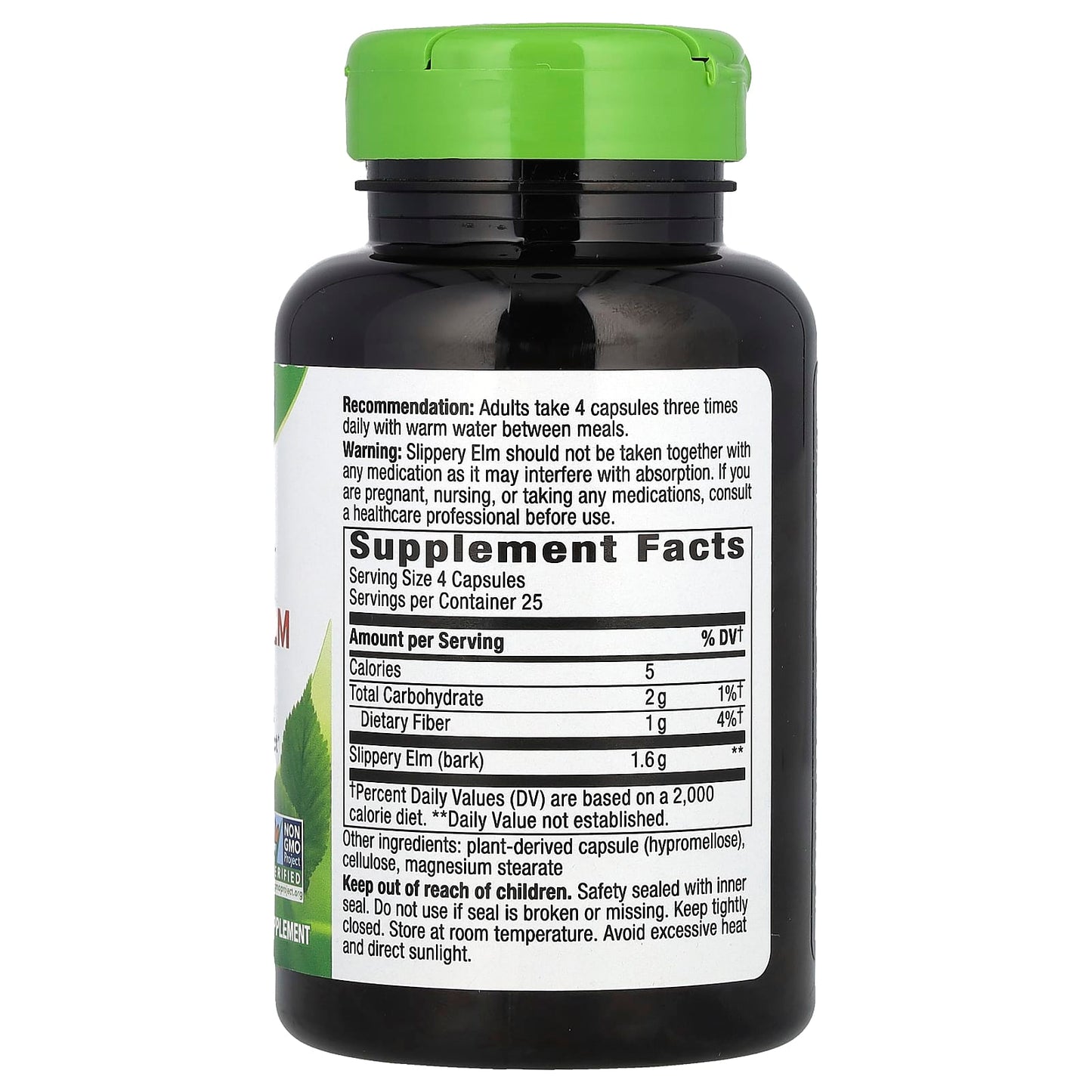 Nature's Way, Slippery Elm Bark, 1,600 mg, 100 Vegan Capsules (400 mg per Capsule) - Image 2