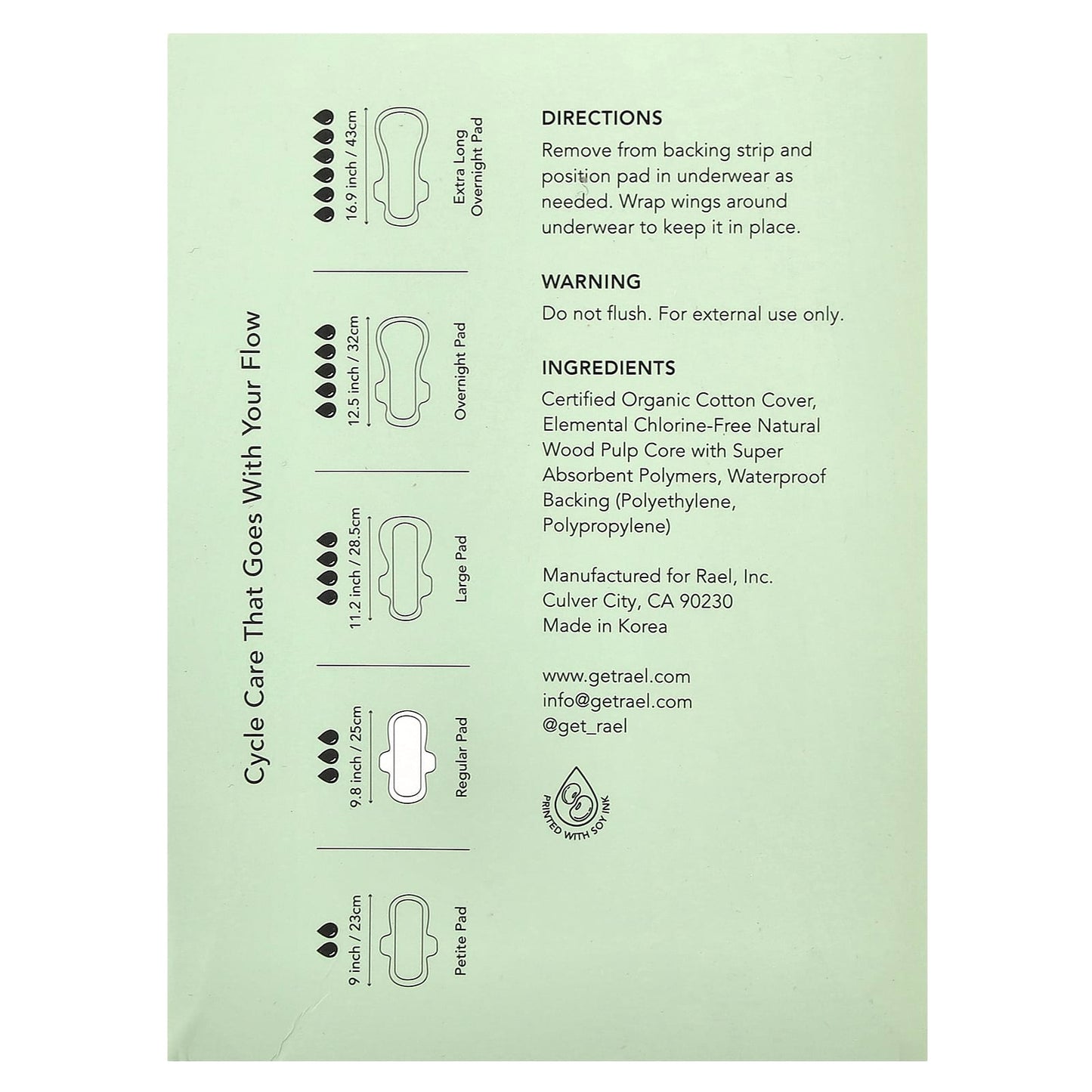 Rael, Organic Cotton Cover Pads, Regular, 16 Count - Image 2