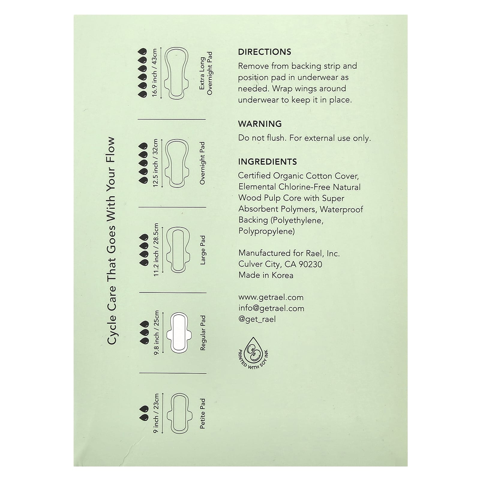 Rael, Organic Cotton Cover Pads, Regular, 16 Count - Image 2