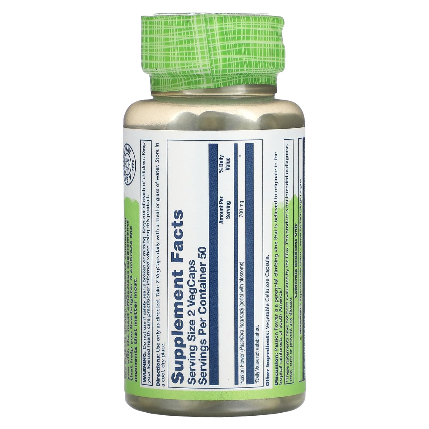 Solaray, True Herbs, Passion Flower, 100 VegCaps (350 mg per Capsule) - Image 2