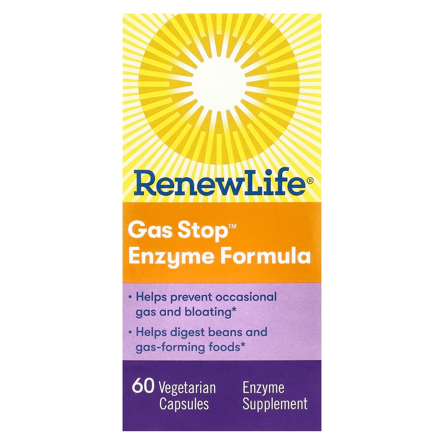 Renew Life, Gas Stop™ Enzyme Formula, 60 Vegetarian Capsules - Image 1