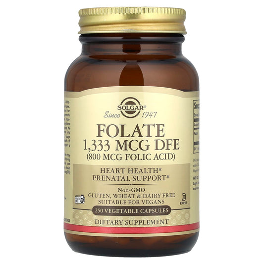 Solgar, Folate, 1,333 mcg DFE, 250 Vegetable Capsules - Image 1