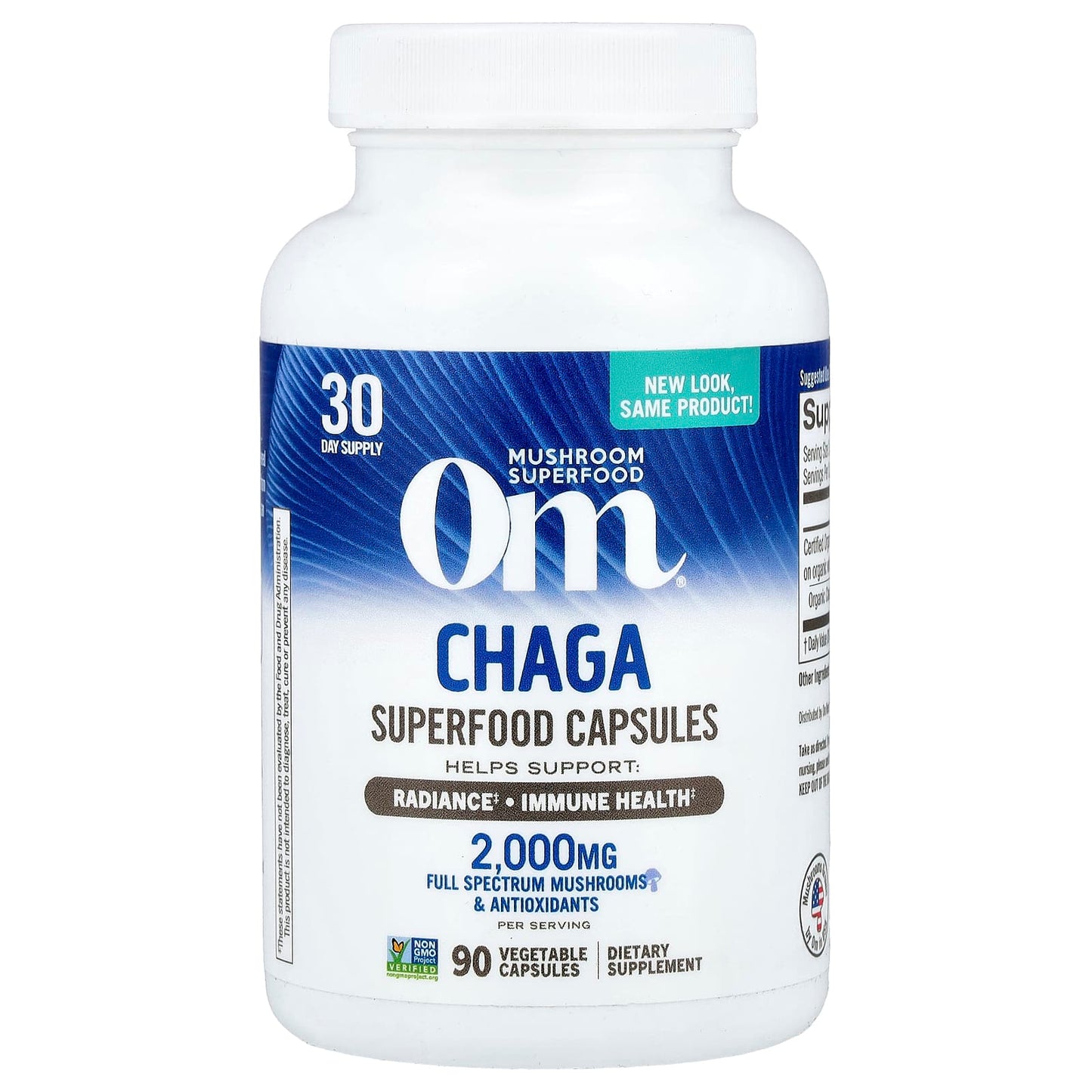 Om Mushrooms, Chaga, 90 Vegetable Capsules (667 mg per Capsule ) - Image 1