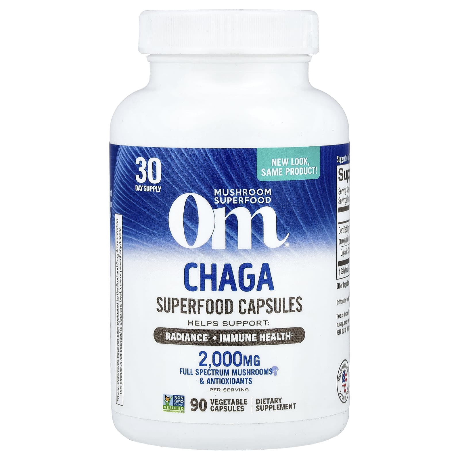 Om Mushrooms, Chaga, 90 Vegetable Capsules (667 mg per Capsule ) - Image 1