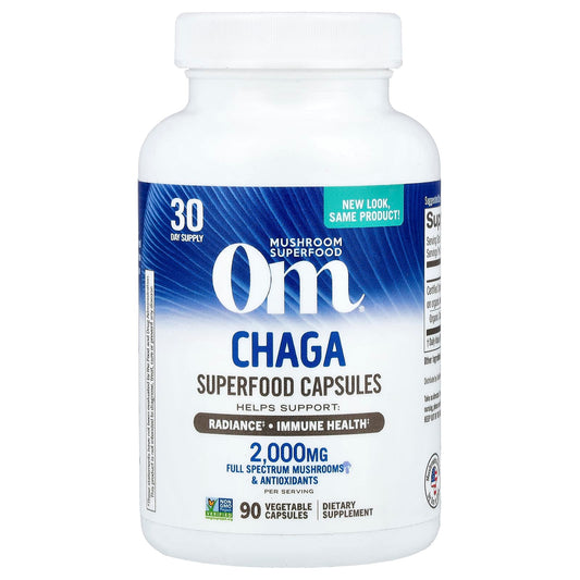 Om Mushrooms, Chaga, 90 Vegetable Capsules (667 mg per Capsule ) - Image 1