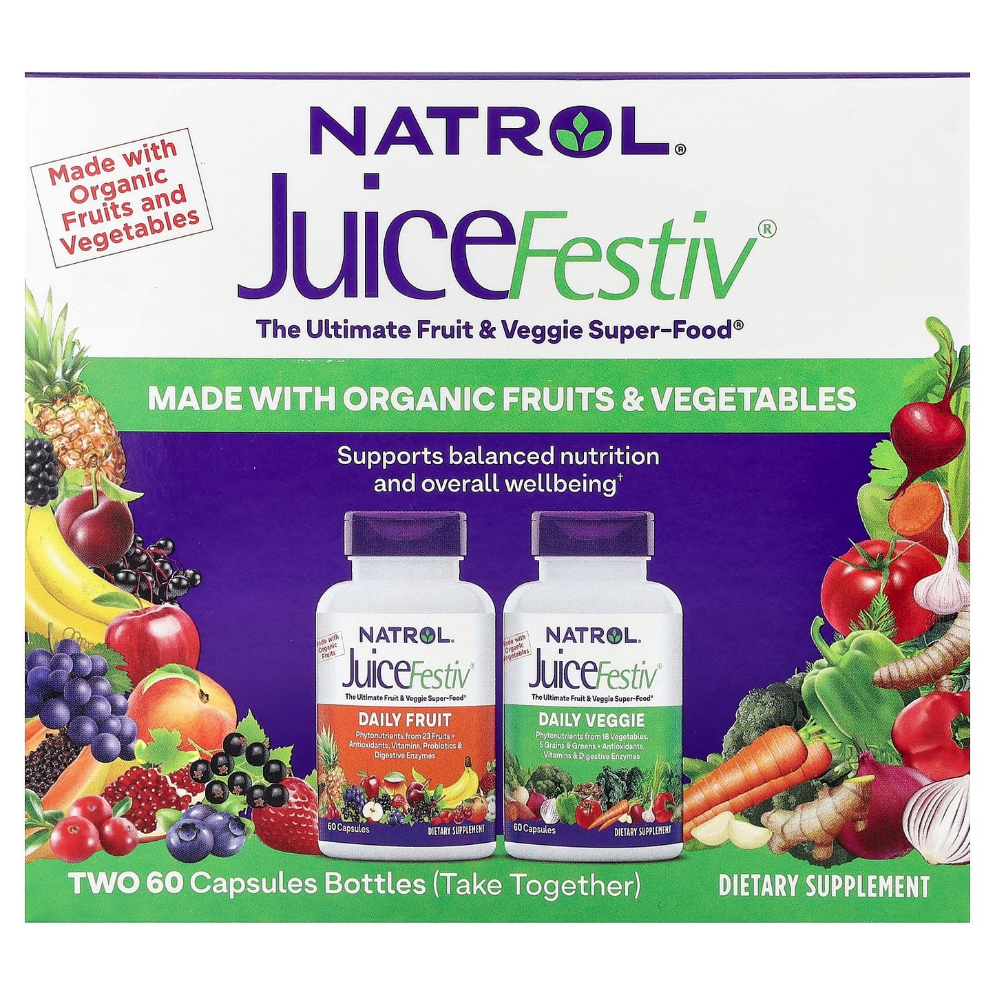 Natrol, JuiceFestiv®, 2 Bottles, 60 Capsules Each - Image 1