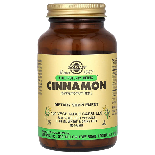 Solgar, Full Potency Herbs, Cinnamon, 100 Vegetable Capsules - Image 1