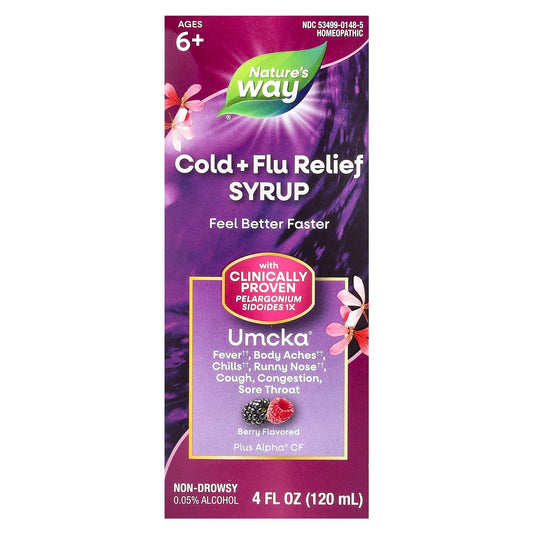 Nature's Way, Umcka®, Cold + Flu Relief, Ages 6+, Berry, 4 fl oz (120 ml) - Image 1