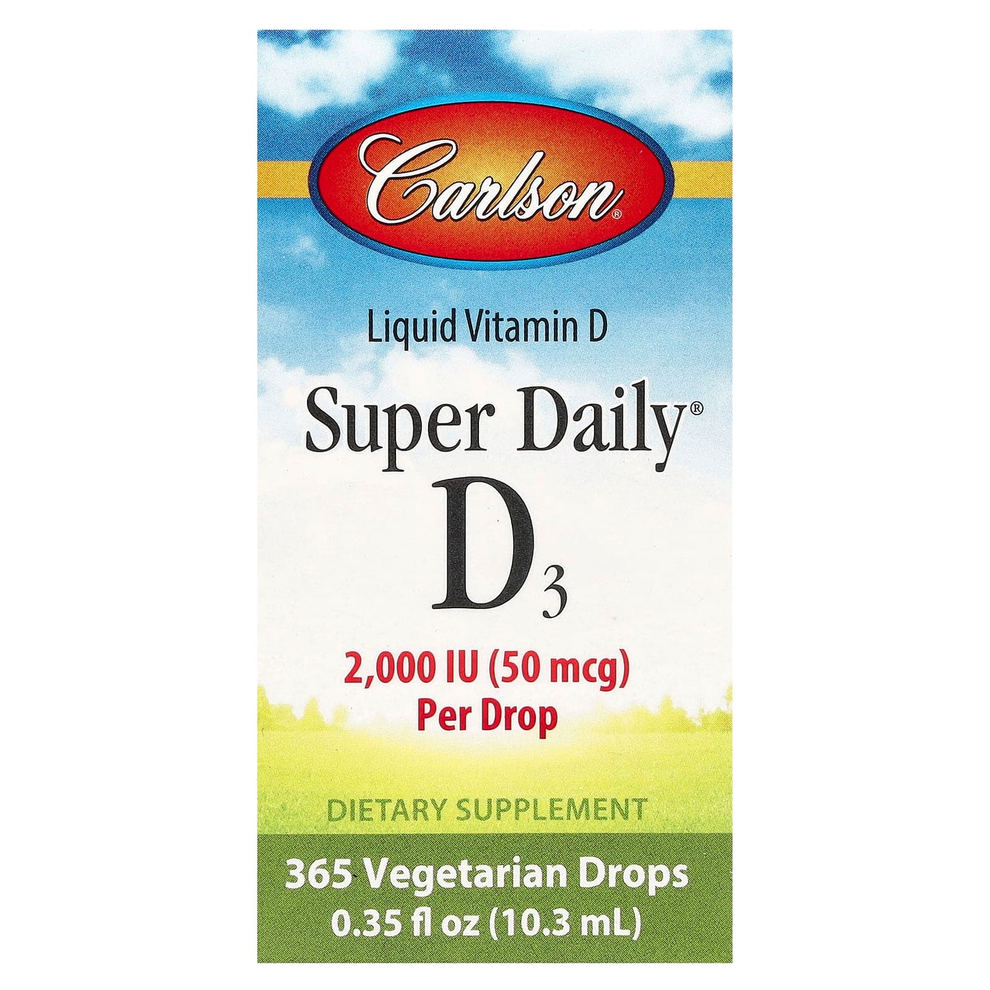 Carlson Super Daily D3 Liquid Vitamin 2000 IU, 365 Vegan Drops - Image 1