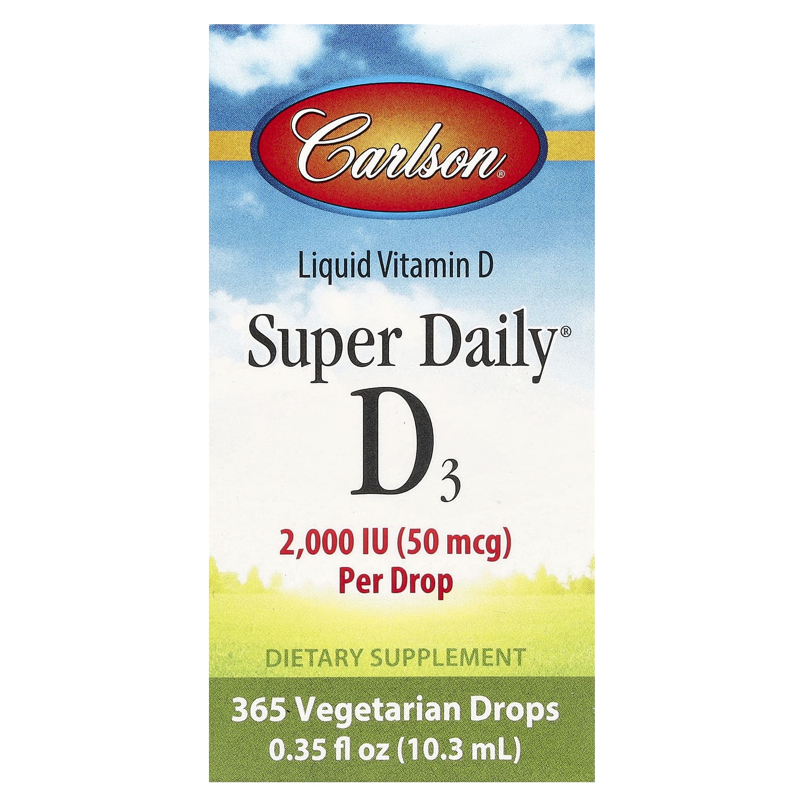 Carlson Super Daily D3 Liquid Vitamin 2000 IU, 365 Vegan Drops - Image 1