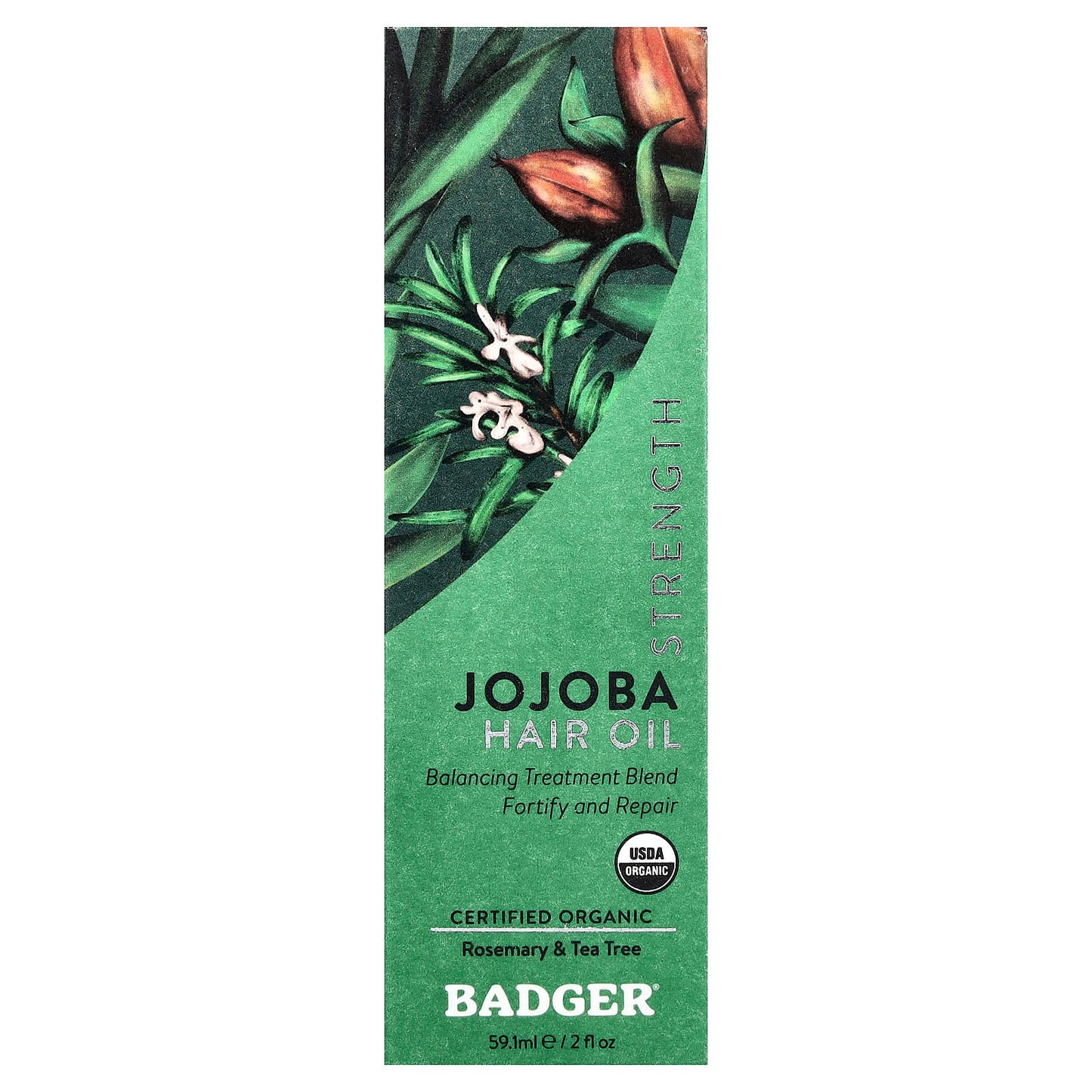 Badger USDA Organic Rosemary & Tea Tree Hair Oil, 2 fl oz - Image 2