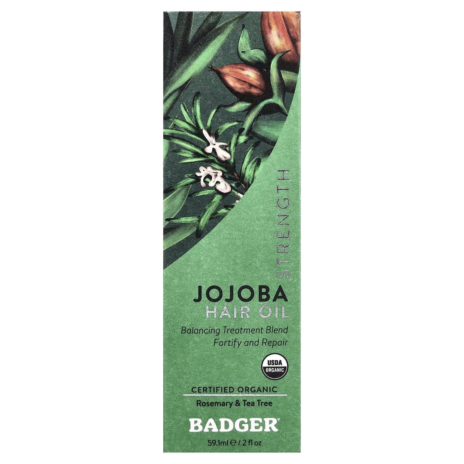 Badger USDA Organic Rosemary & Tea Tree Hair Oil, 2 fl oz - Image 2