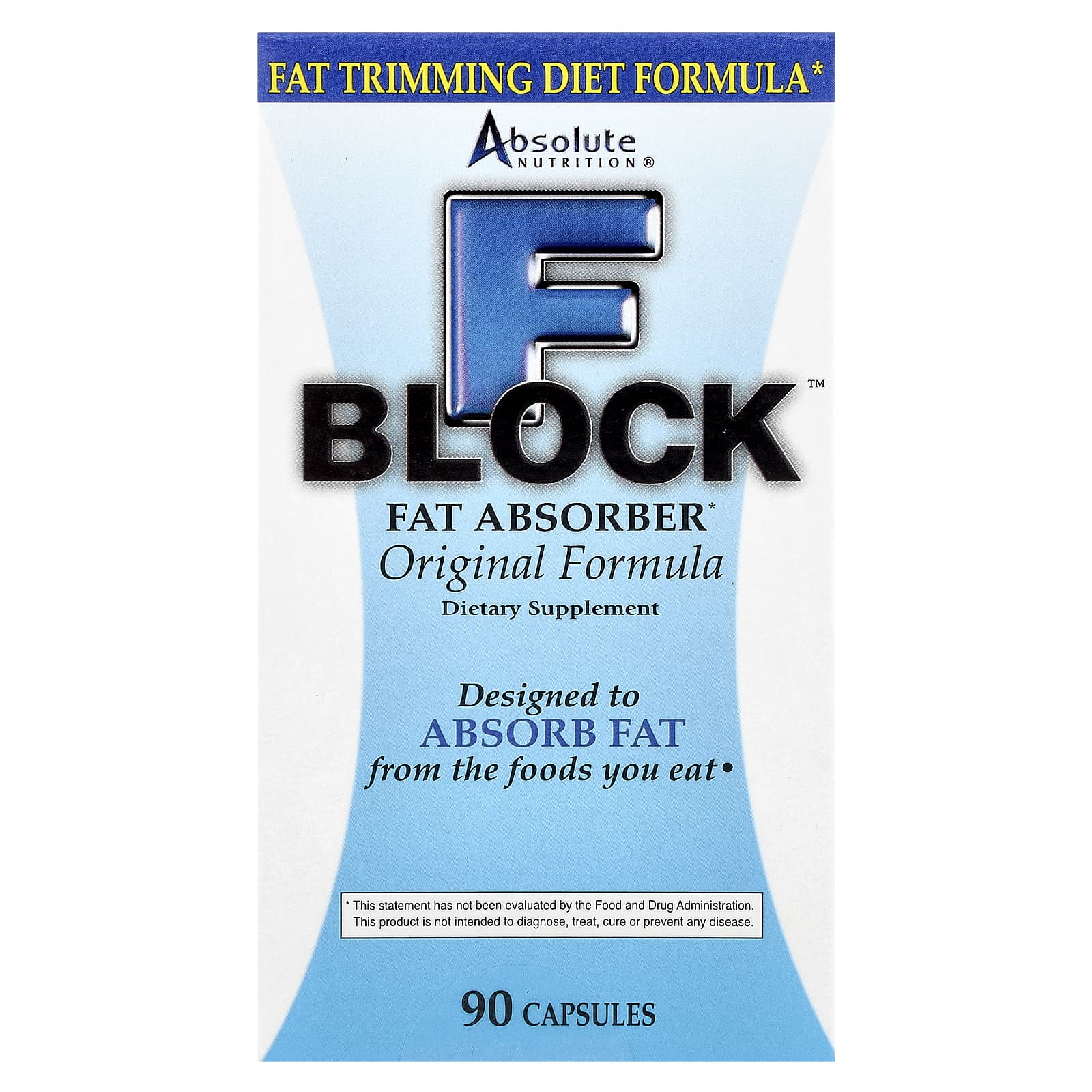 Absolute Nutrition FBlock Fat Absorber, Original Formula, 90 Capsules - Image 1