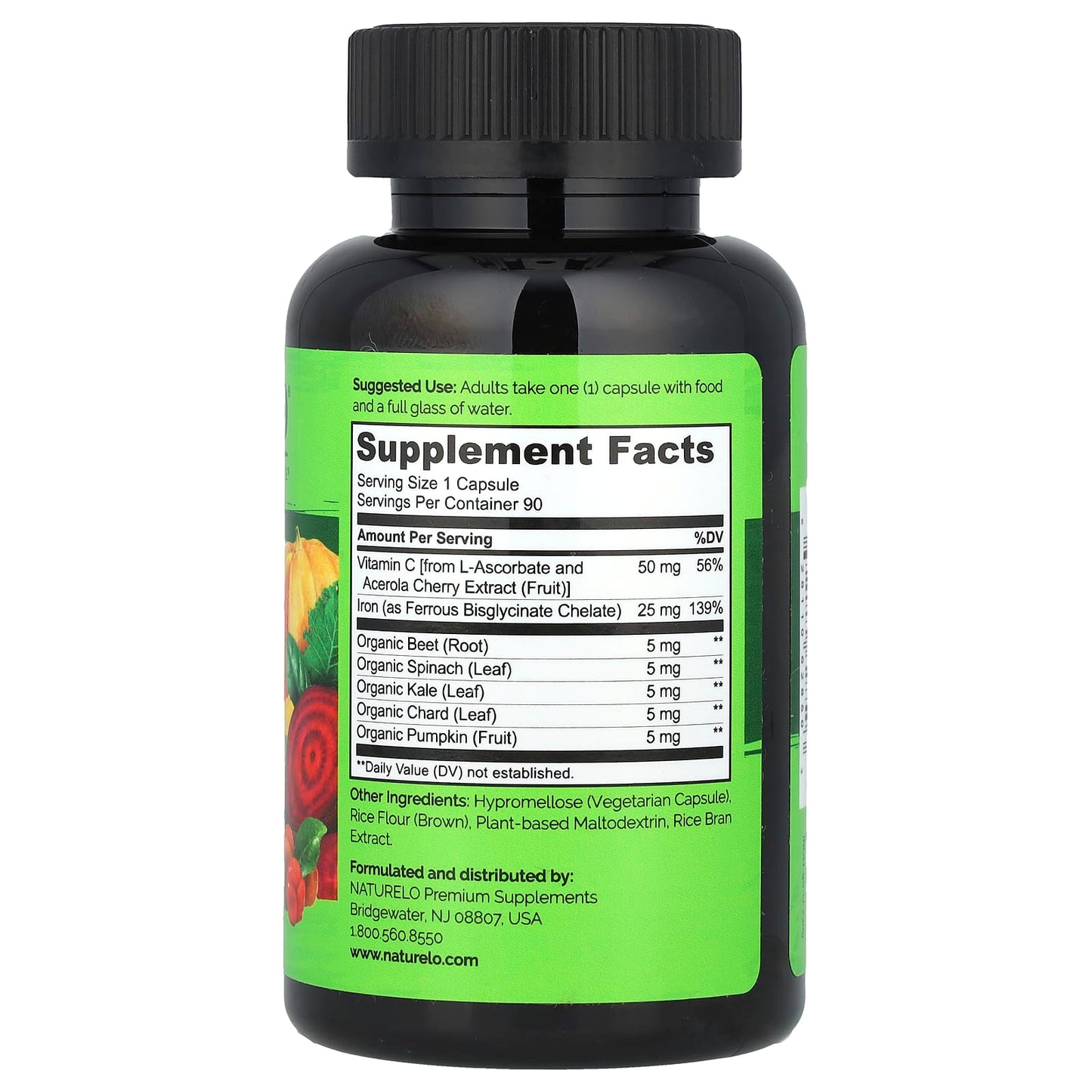 NATURELO, Iron With Vitamin C, 90 Vegetarian Capsules - Image 2
