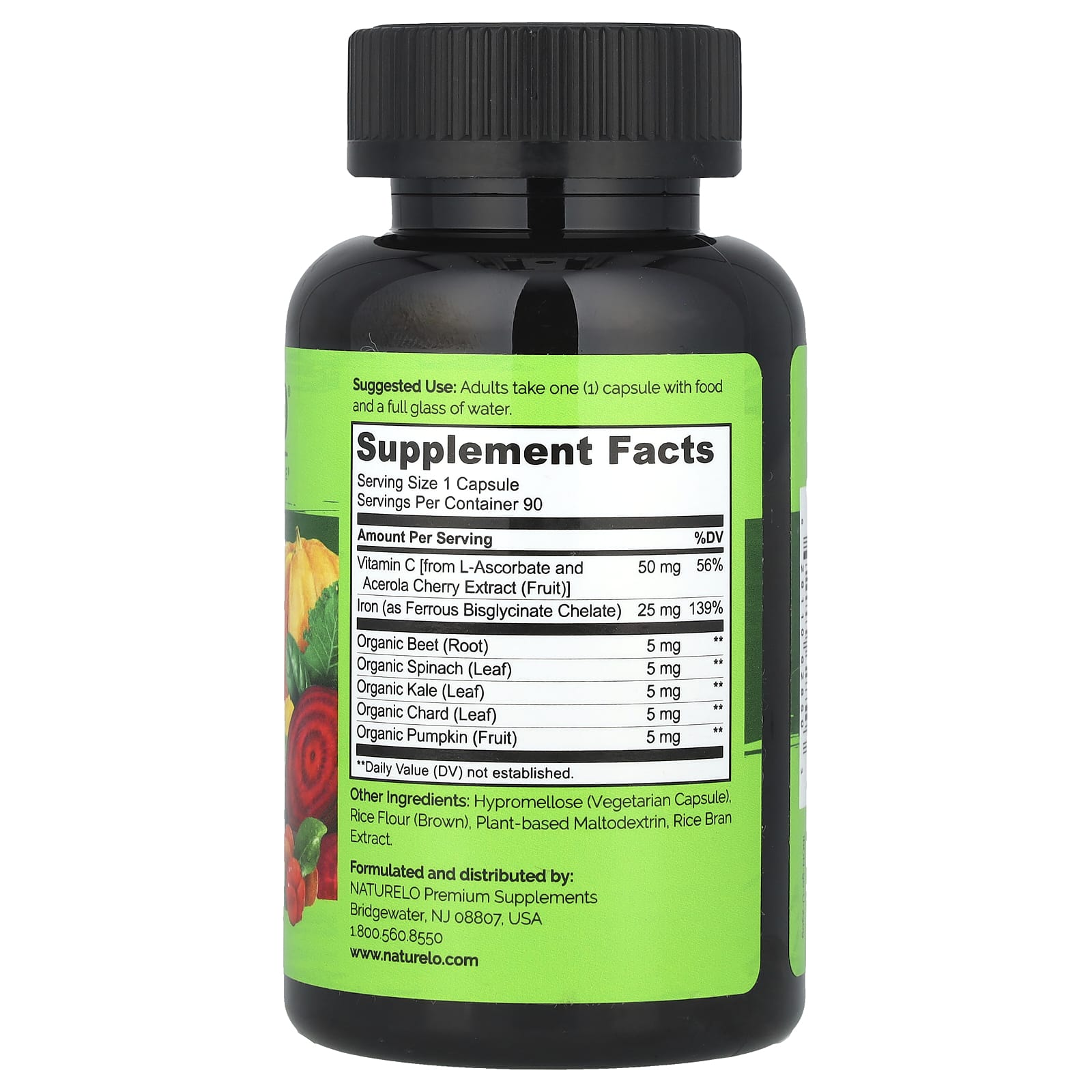 NATURELO, Iron With Vitamin C, 90 Vegetarian Capsules - Image 2