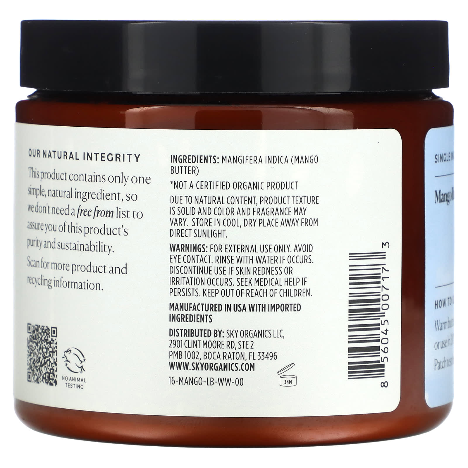 Sky Organics, Mango Butter, Raw & Unrefined, 16 oz (454 g) - Image 2