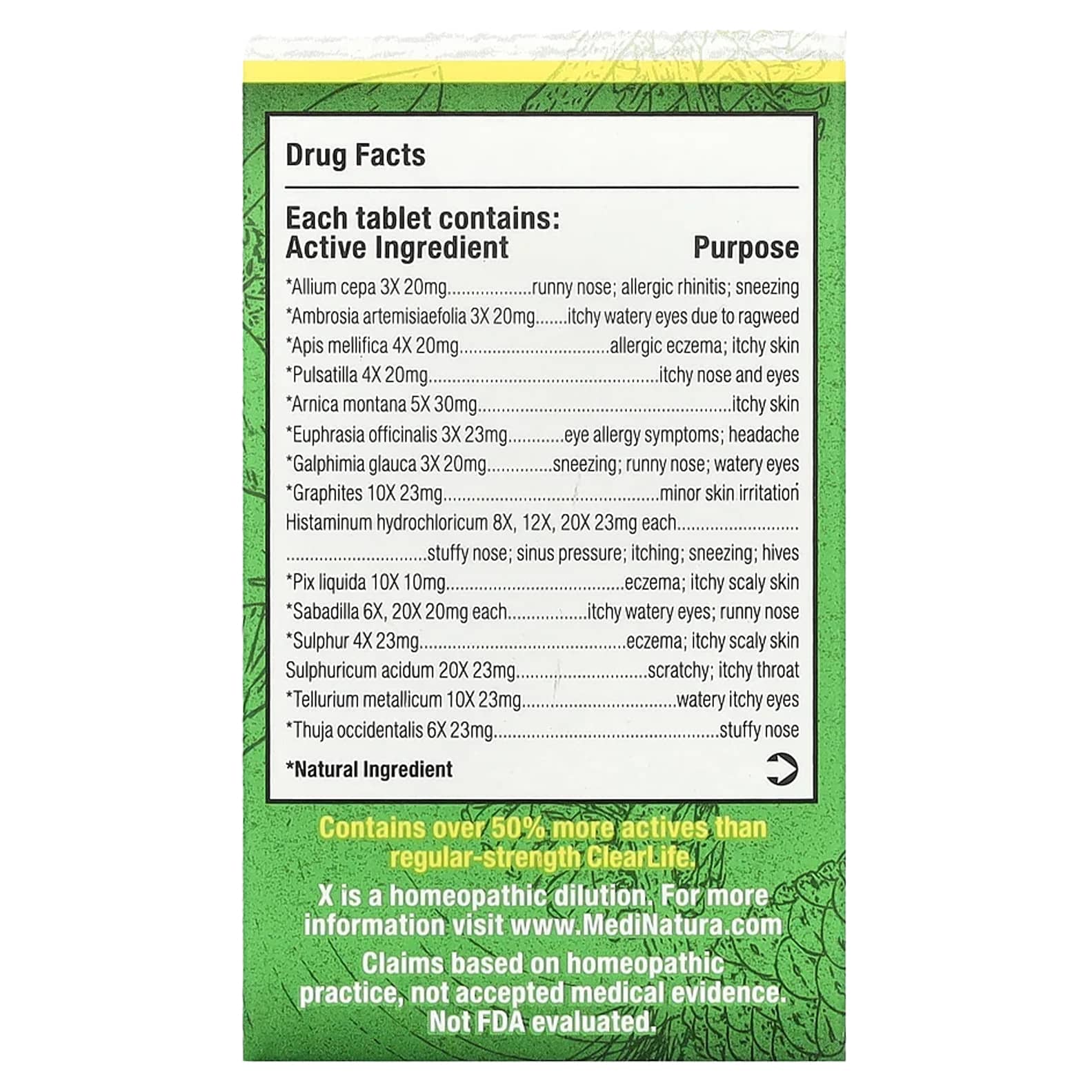MediNatura, ClearLife™ Allergy Tablets, Extra Strength, 60 Tablets - Image 2