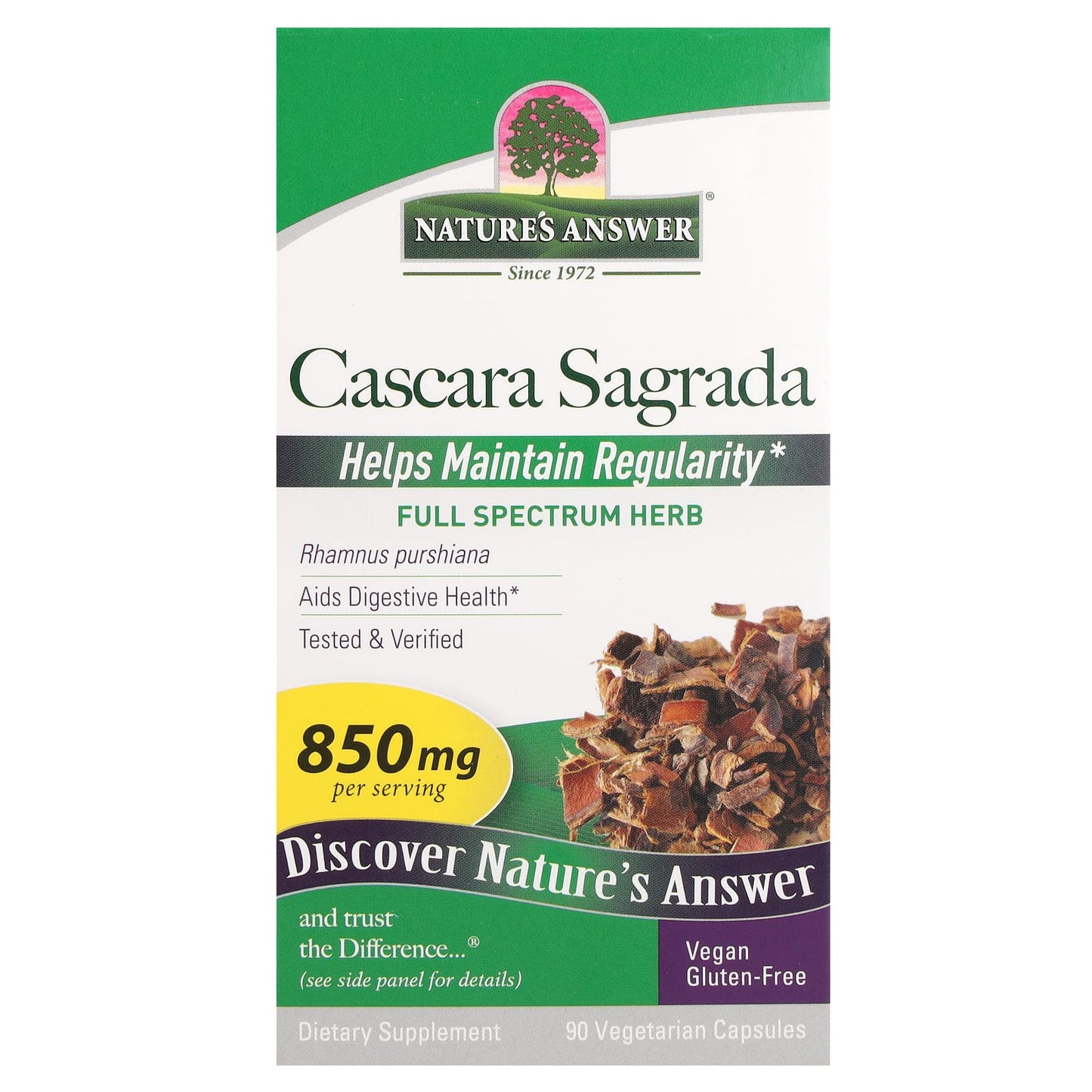 Nature's Answer, Cascara Sagrada, 90 Vegetarian Capsules (425 mg per Capsule) - Image 1