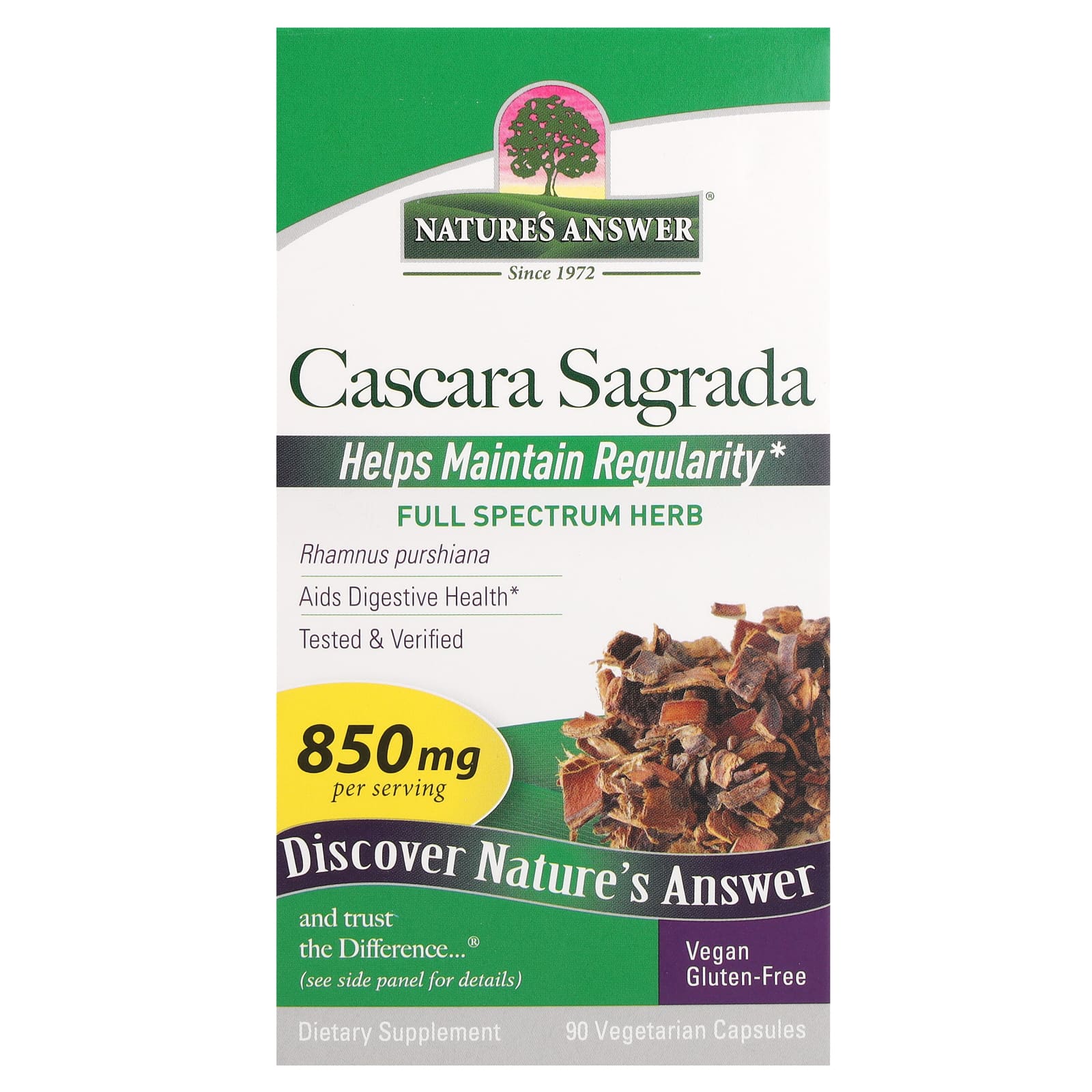 Nature's Answer, Cascara Sagrada, 90 Vegetarian Capsules (425 mg per Capsule) - Image 1