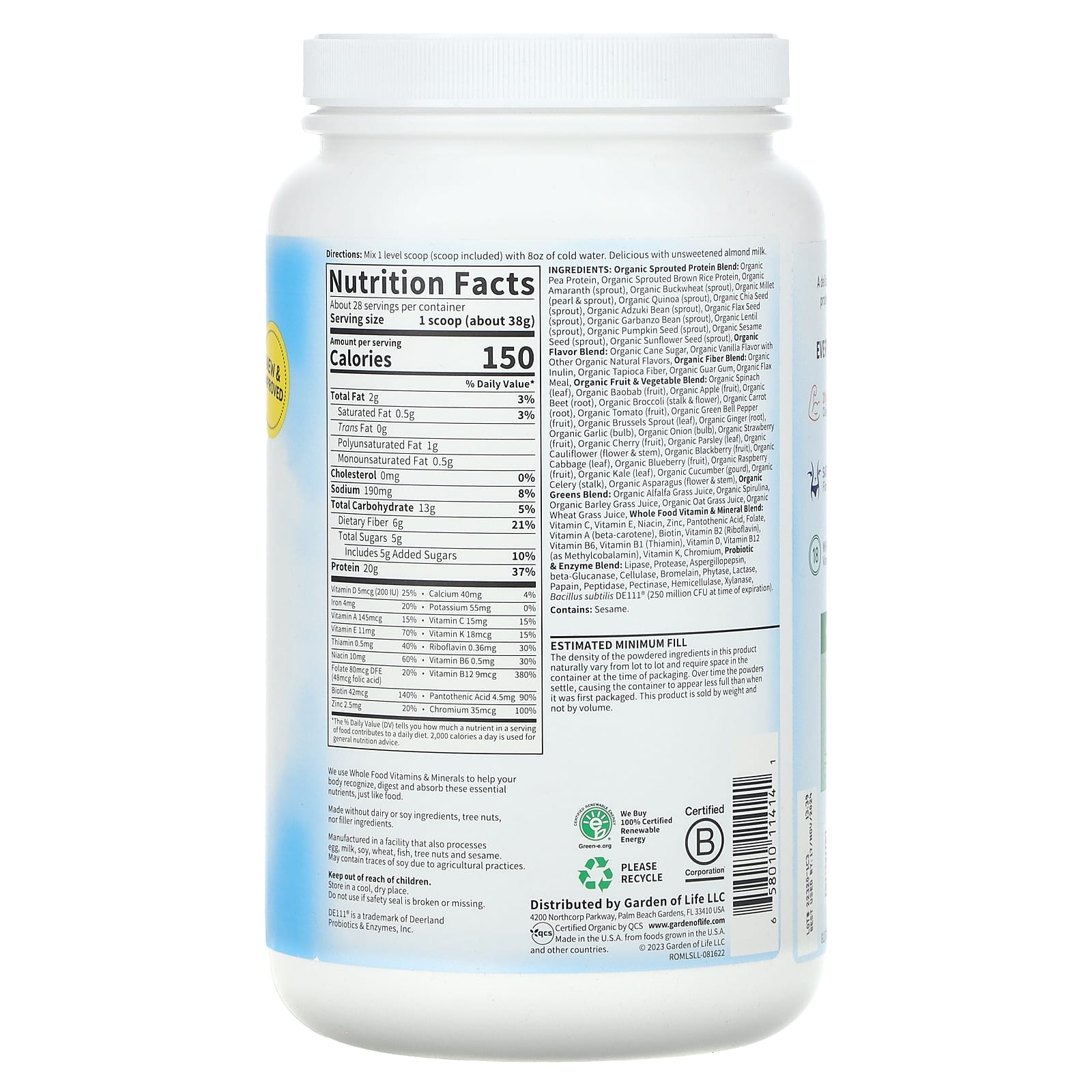 Organic Meal Replacement Shake by Garden of Life - Lightly Sweet - Image 2