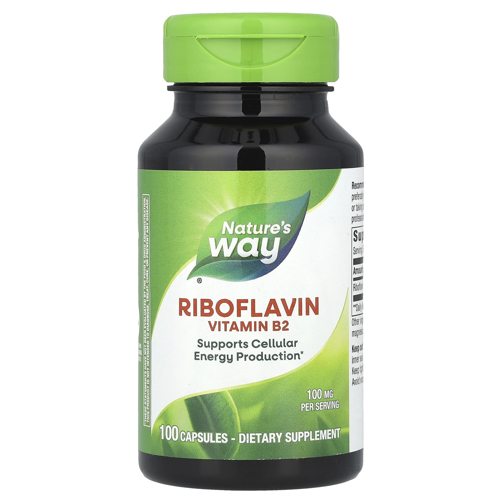 Nature's Way, Riboflavin, Vitamin B2, 100 mg, 100 Capsules - Image 1