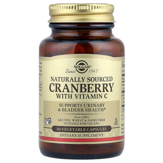 Solgar, Cranberry with Vitamin C, Naturally Sourced, 60 Vegetable Capsules - Image 1