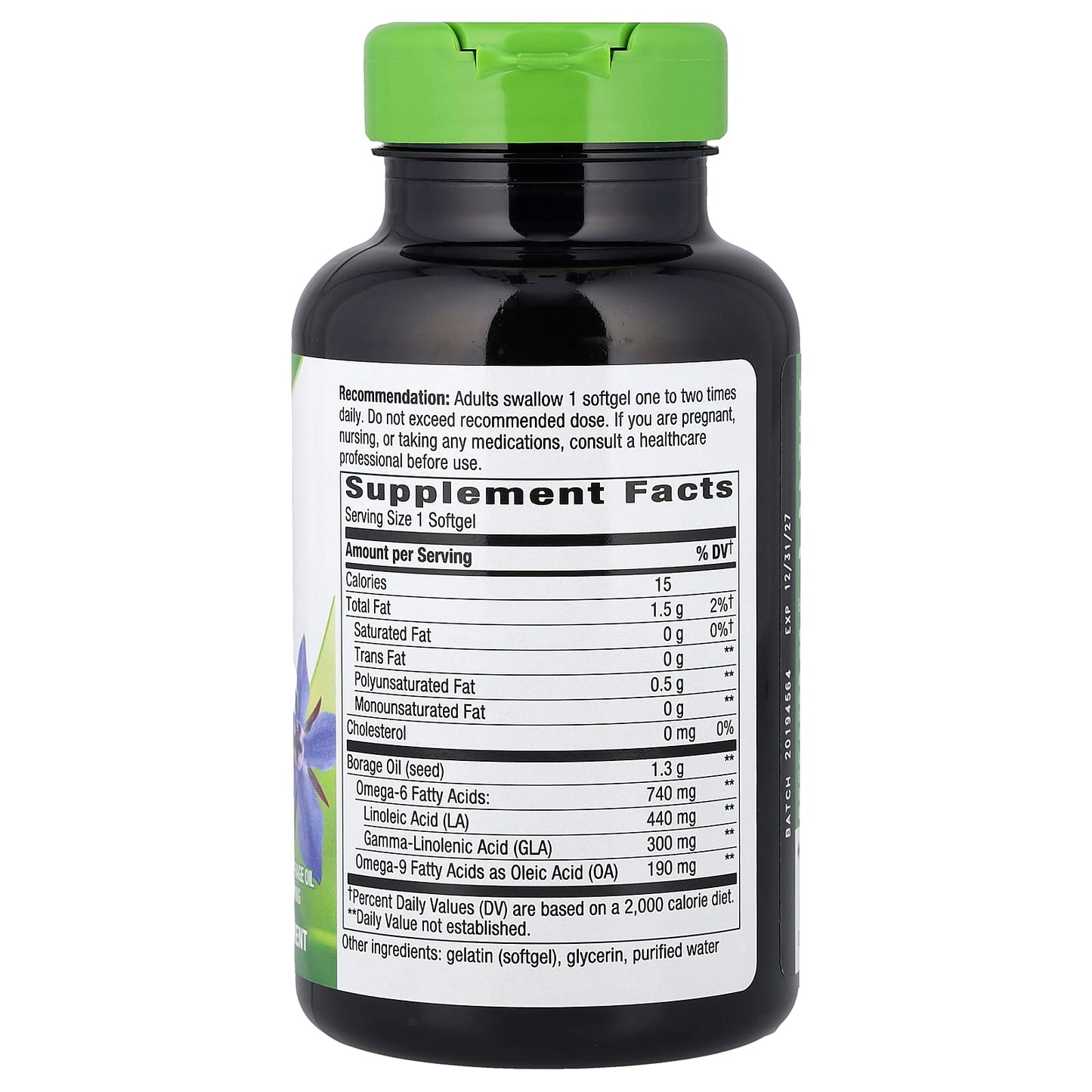 Nature's Way, Borage Oil, 1,300 mg, 60 Softgels - Image 2