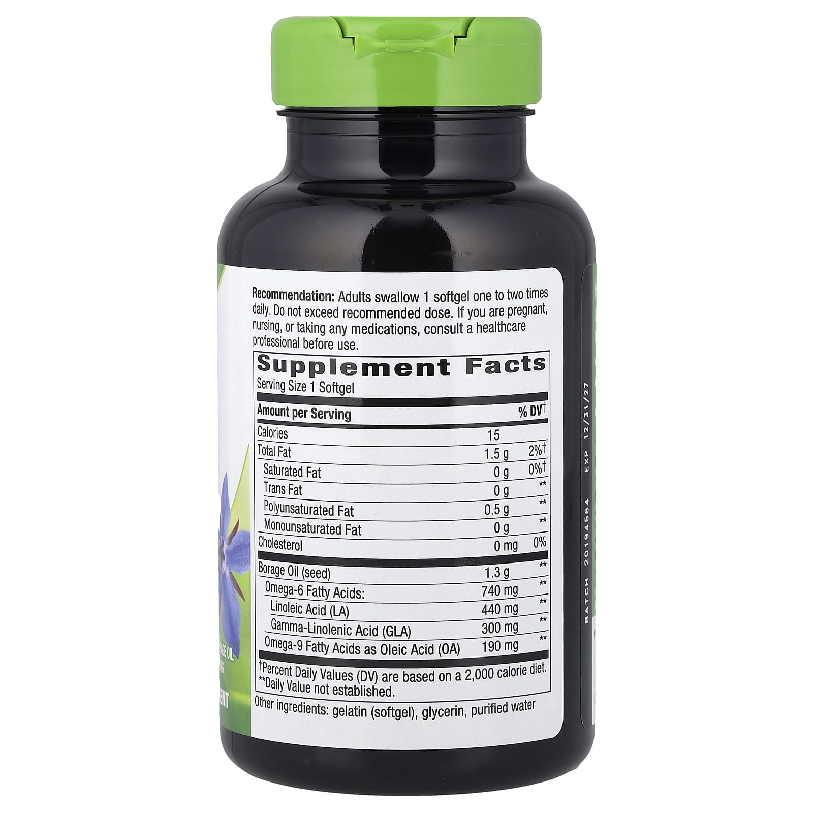 Nature's Way, Borage Oil, 1,300 mg, 60 Softgels - Image 2