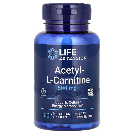 Life Extension, Acetyl-L-Carnitine, 500 mg, 100 Vegetarian Capsules - Image 1