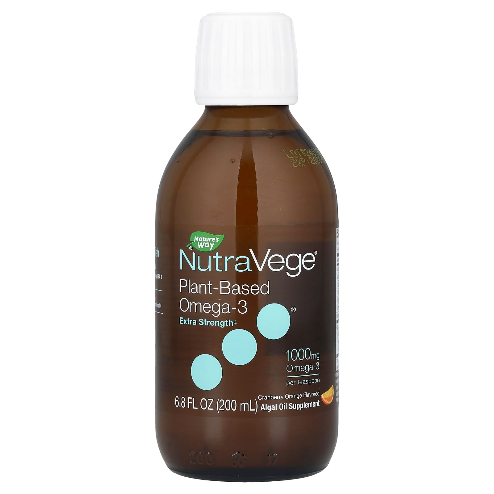 Nature's Way, NutraVege®, Plant Based Omega-3, Extra Strength, Cranberry Orange, 1,000 mg, 6.8 fl oz (200 ml) - Image 1