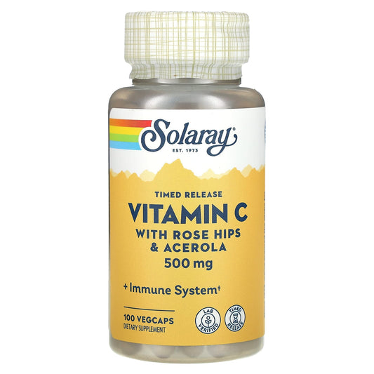 Solaray, Timed Release Vitamin C, 100 VegCaps - Image 1