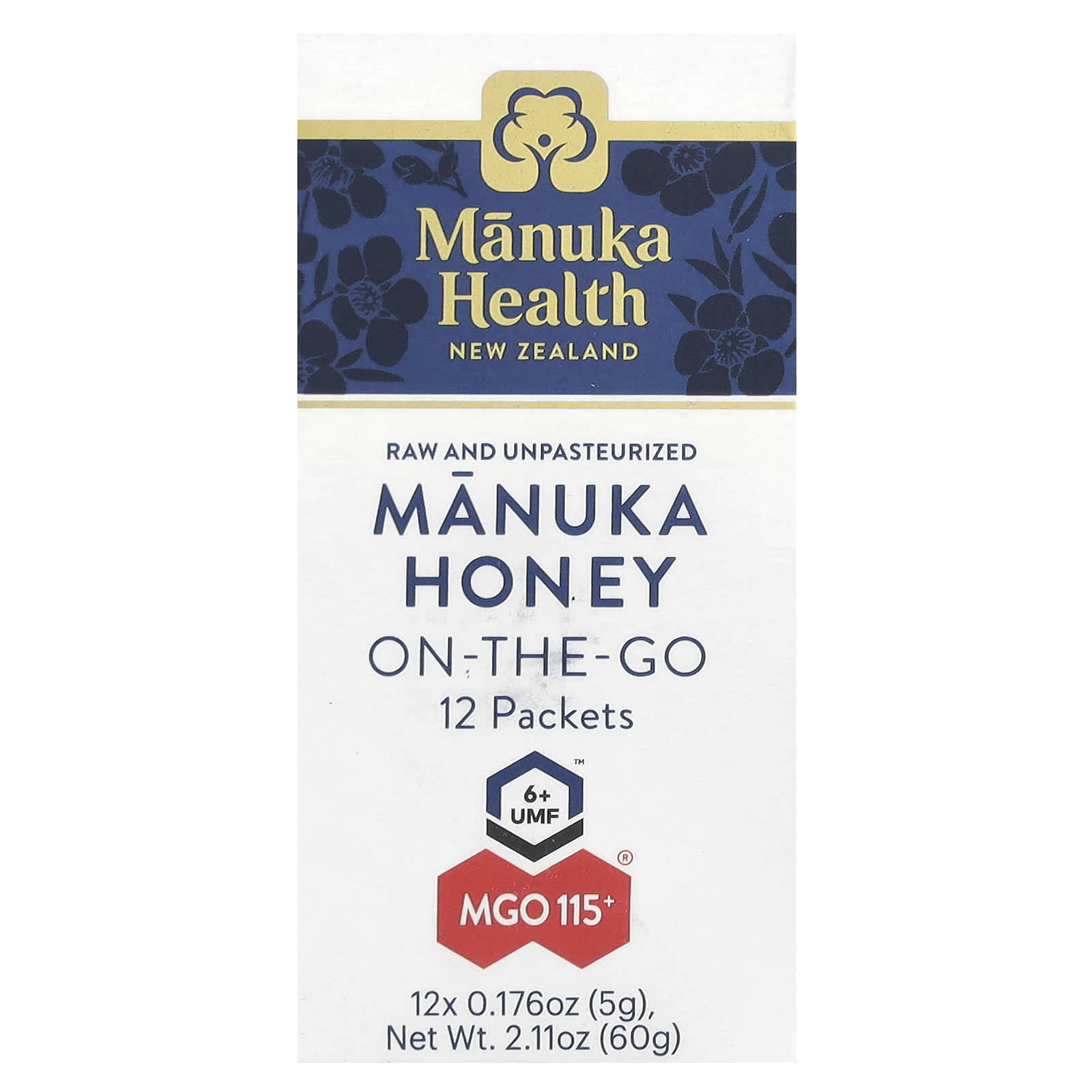 Manuka Health, Manuka Honey On-The-Go, UMF 6+, MGO 115+, 12 Packets, 0.176 oz (5 g) Each - Image 1