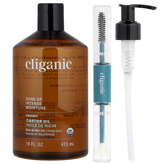 Cliganic USDA Organic Castor Oil Lash & Brow Set - 16 fl oz - Image 1