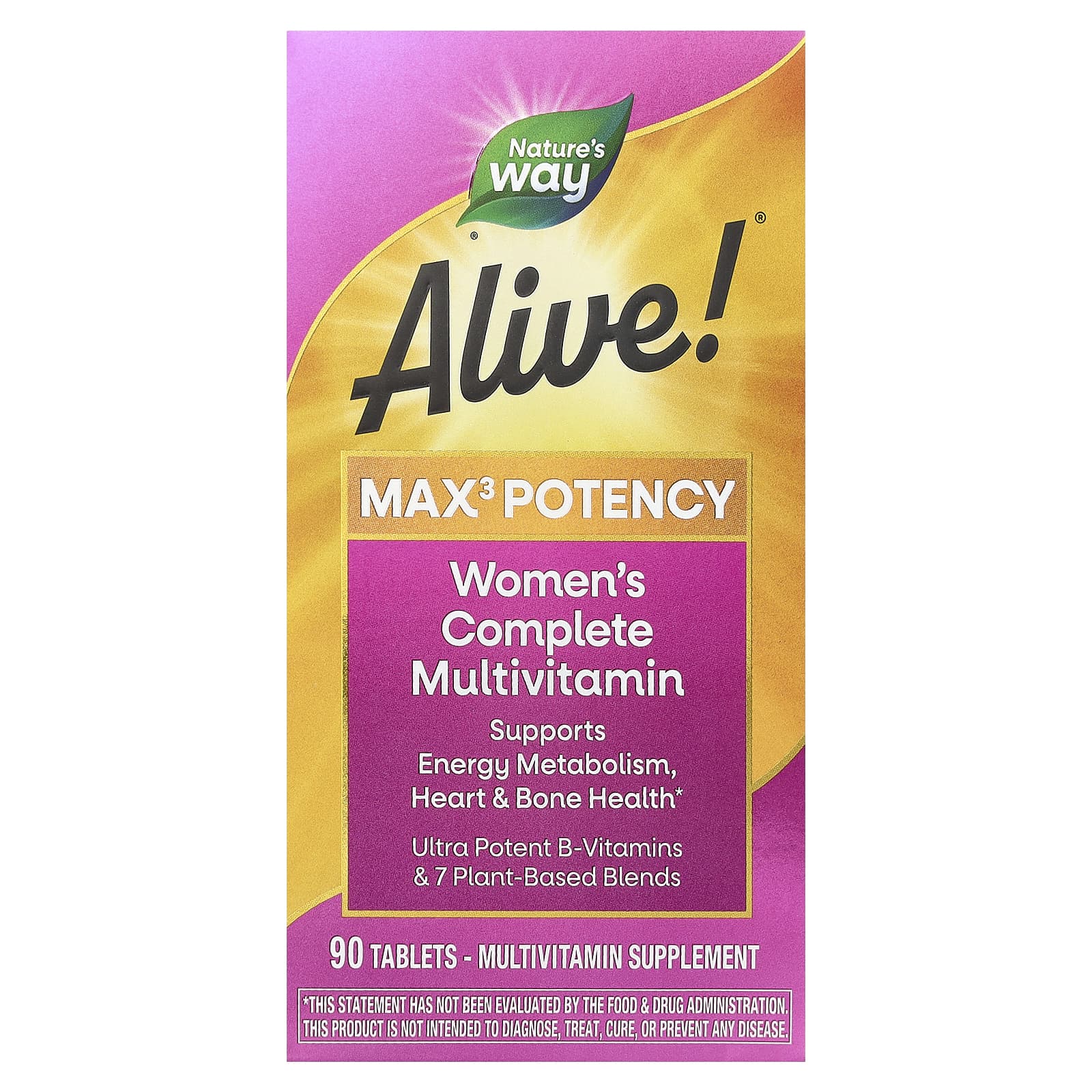 Nature's Way, Alive! Max3 Potency, Women's Complete Multivitamin, 90 Tablets - Image 1