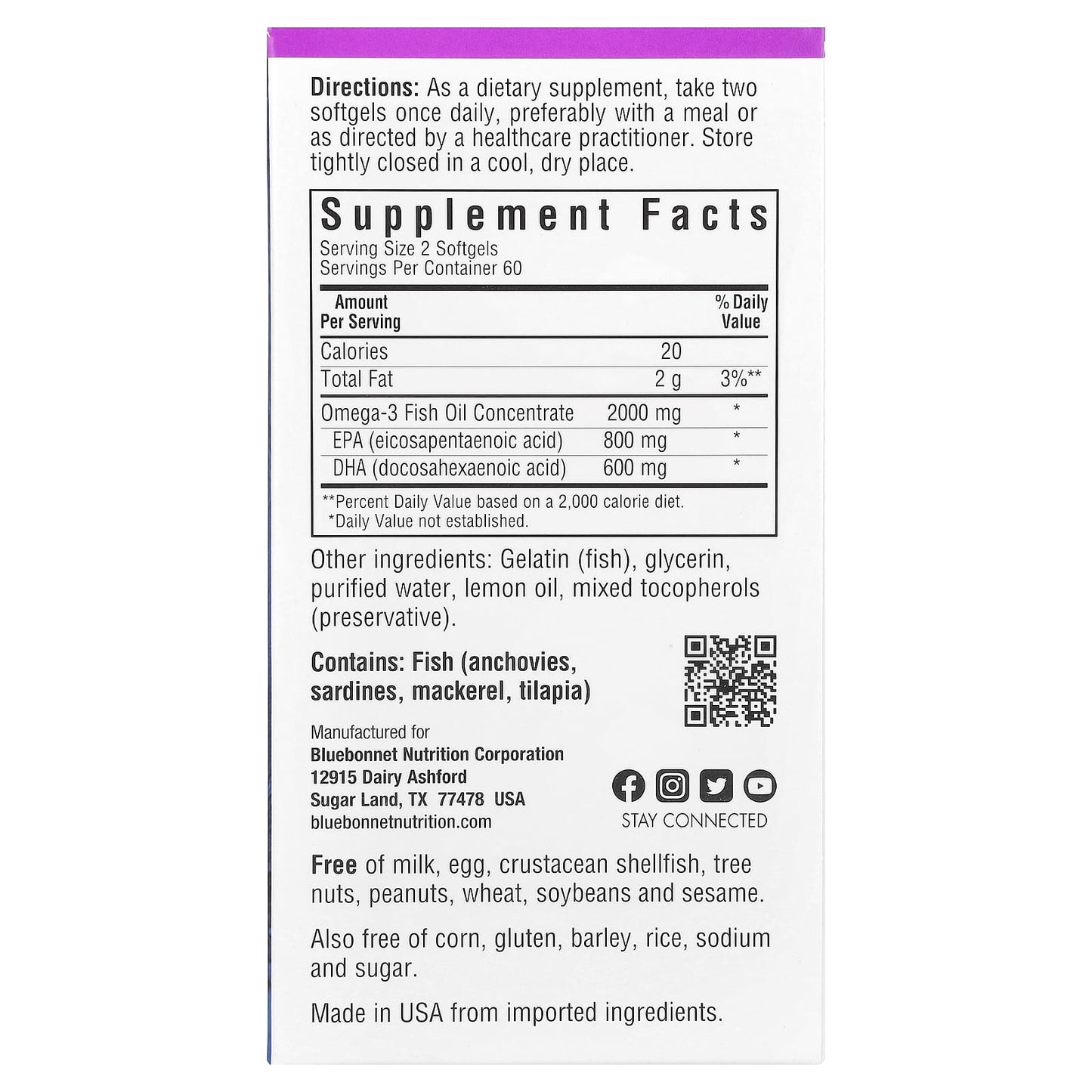 Bluebonnet Omega-3 Fish Oil for Heart Health - 120 Softgels - Image 2