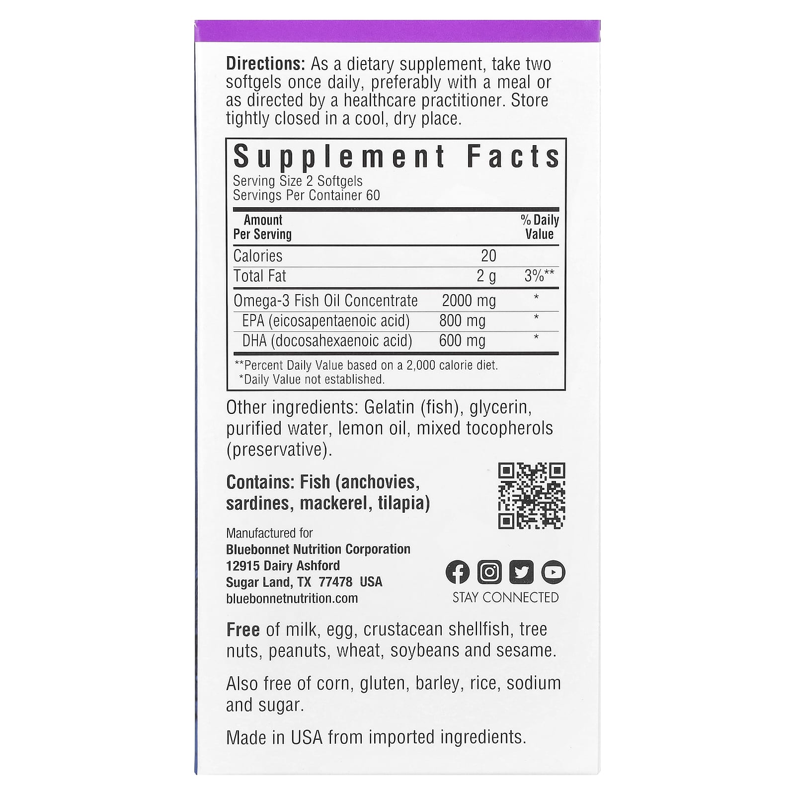 Bluebonnet Omega-3 Fish Oil for Heart Health - 120 Softgels - Image 2