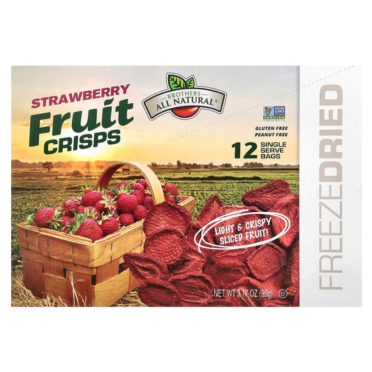Brothers-All-Natural Freeze-Dried Strawberry Fruit Crisps - 12 Single-Serve Bags - Image 1