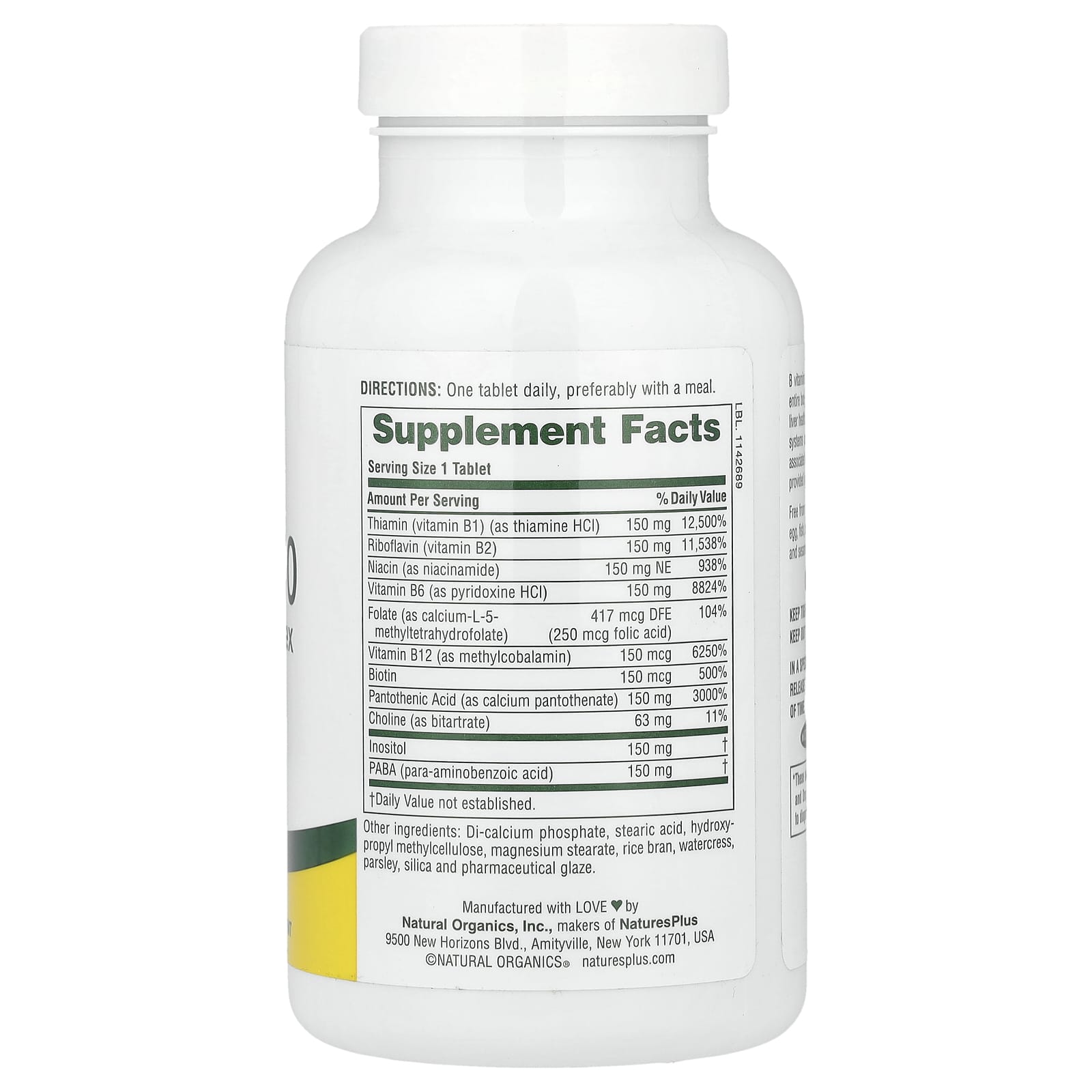 NaturesPlus, Sustained Release Mega B-150, 90 Tablets - Image 2