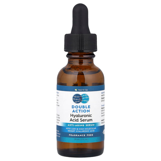 Tree To Tub, Double Action Hyaluronic Acid Serum, Fragrance Free, 1 fl oz (30 ml) - Image 1