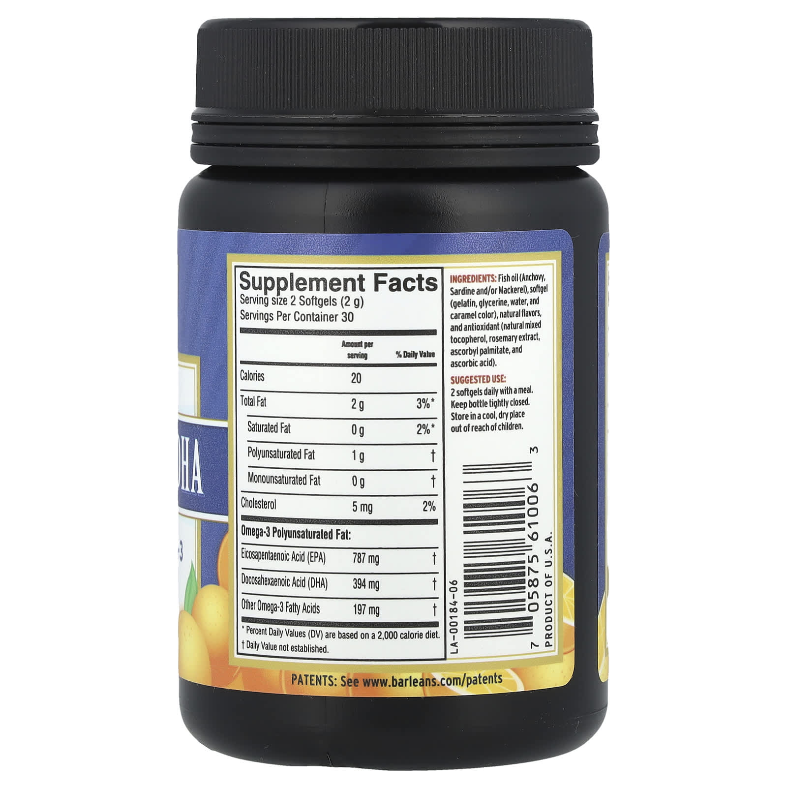 Barlean's, Fresh Catch®, Ultra EPA/DHA Fish Oil, Orange, 1,300 mg, 60 Softgels (650 mg per Softgel)