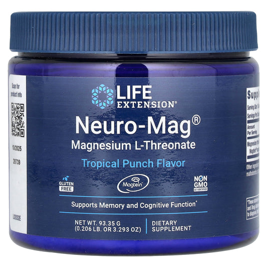 Life Extension, Neuro-Mag Magnesium L-Threonate, Tropical Punch , 3.293 oz (93.35 g) - Image 1