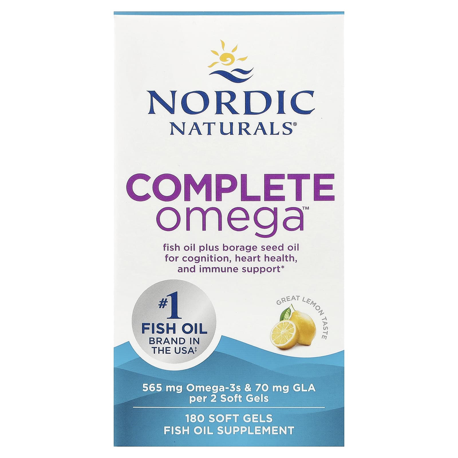 Nordic Naturals, Complete Omega™, Lemon, 180 Soft Gels - Image 1
