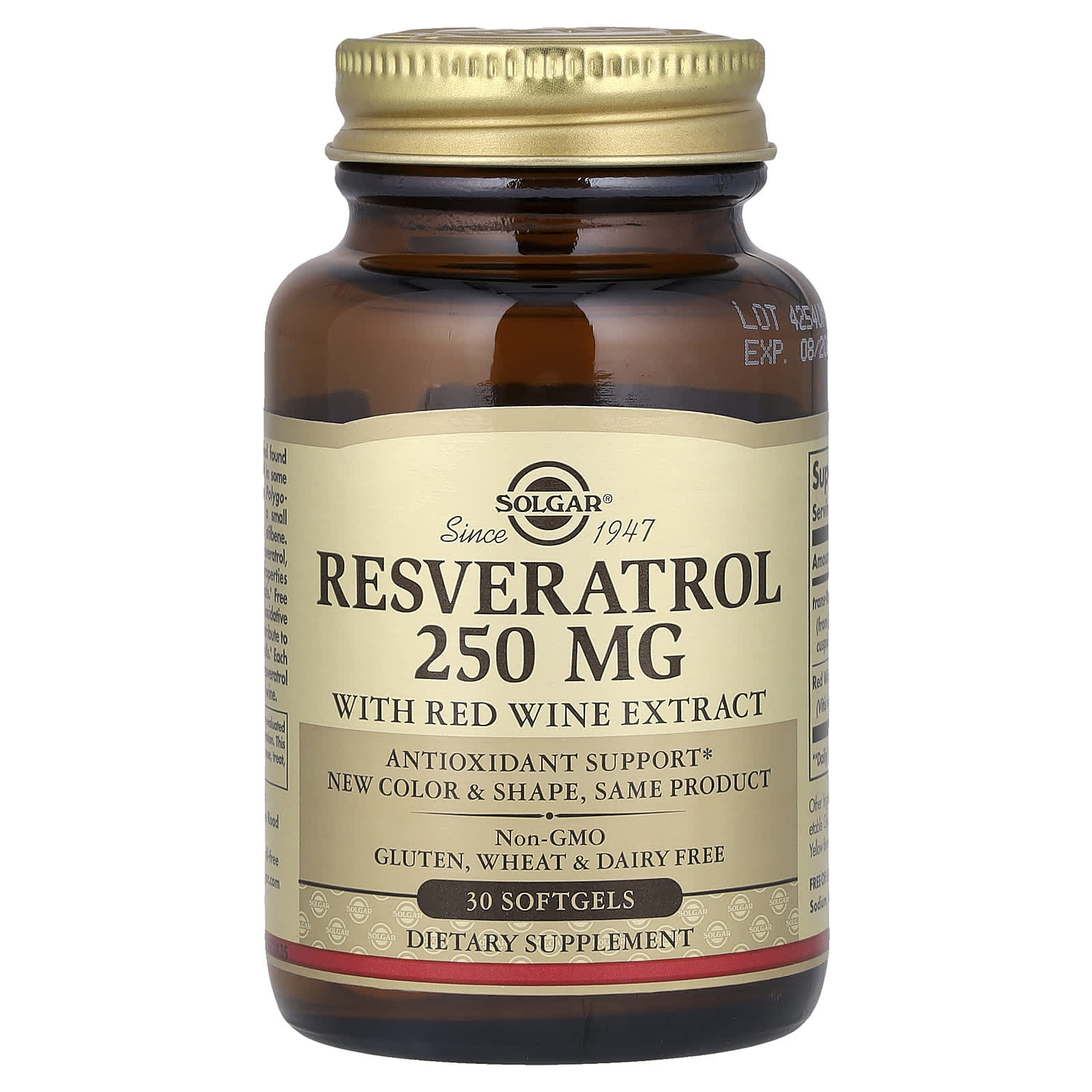 Solgar, Resveratrol With Red Wine Extract, 30 Softgels - Image 1