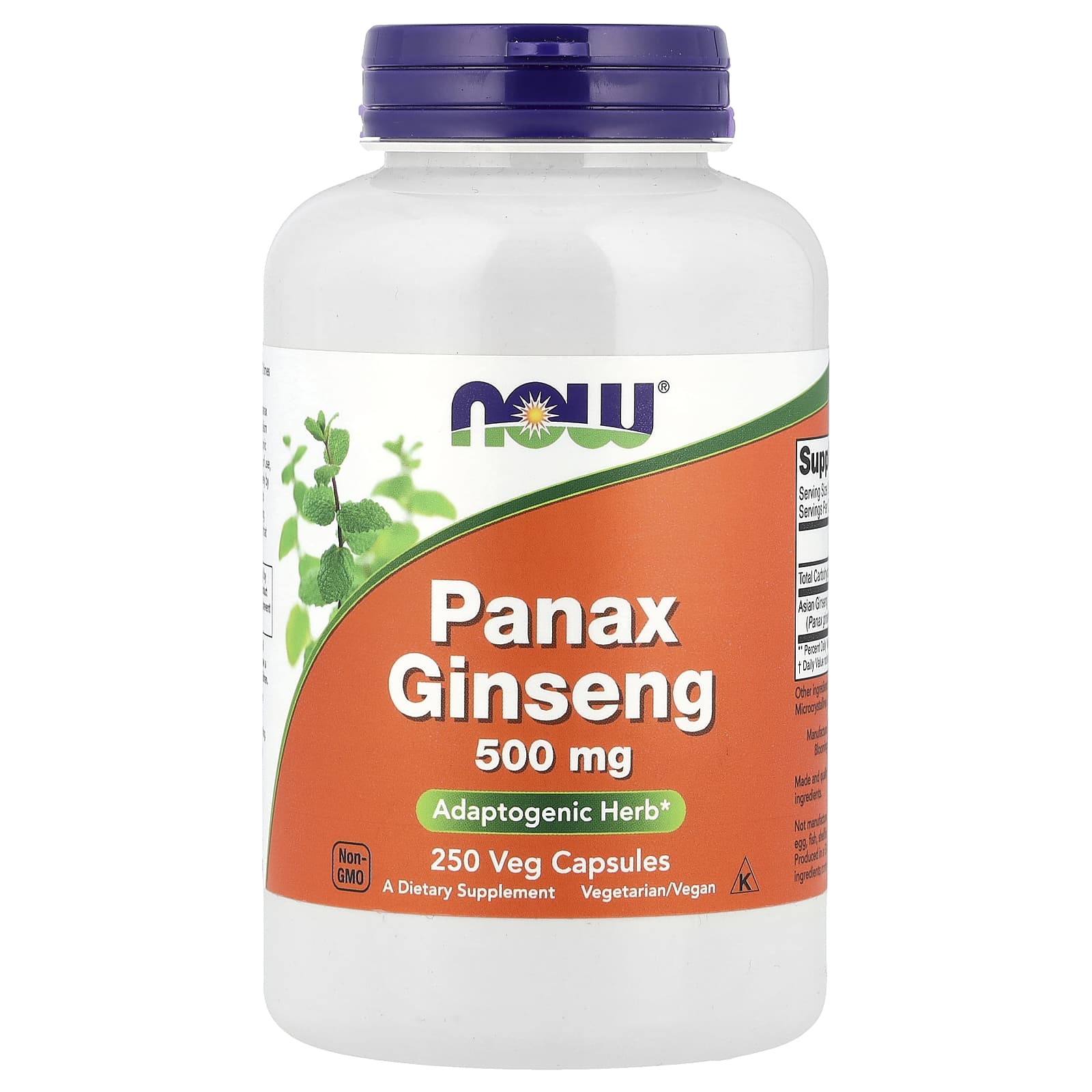 NOW Foods, Panax Ginseng, 500 mg, 250 Veg Capsules - Image 1