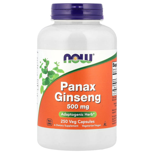 NOW Foods, Panax Ginseng, 500 mg, 250 Veg Capsules - Image 1