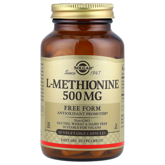 Solgar, L-Methionine, 500 mg, 90 Vegetable Capsules - Image 1